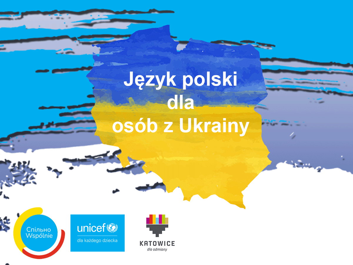Baner z logotypami organizatorów projektu "Język polski dla osób z Ukrainy"