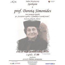 Plakat promujący spotkanie z prof. Dorotą Simonides