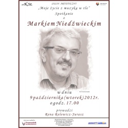 Plakat promujący spotkanie z Markiem Niedźwieckim