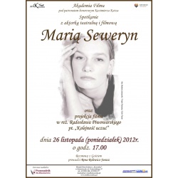 Plakat promujący spotkanie z Marią Seweryn