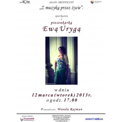 Plakat promujący spotkanie z piosenkarką Ewą Urygą