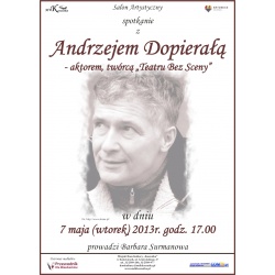 Plakat promujący spotkanie z Andrzejem Dopierałą