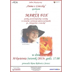 Plakat promujący spotkanie z Martą Fox